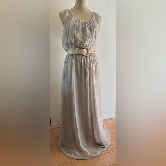 Vintage Silk Fairy Core Goddess Maxi Dress Heather Grey OS - Picture 1 of 8